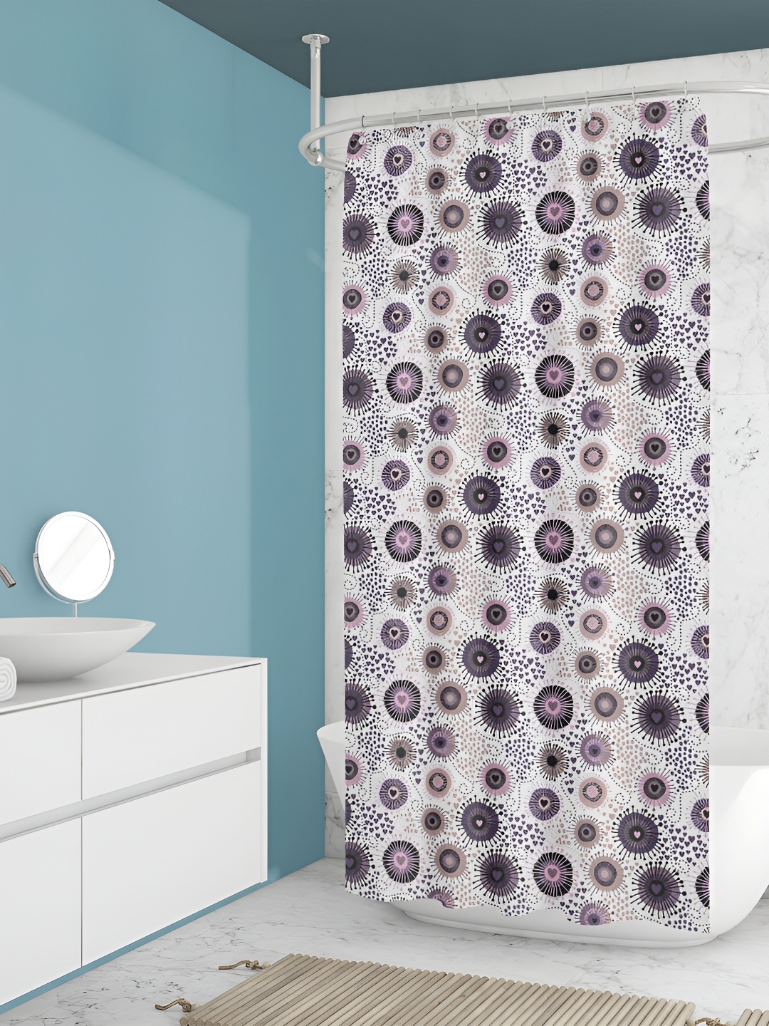 

ArtzFolio White & Grey Printed Waterproof Shower Curtains