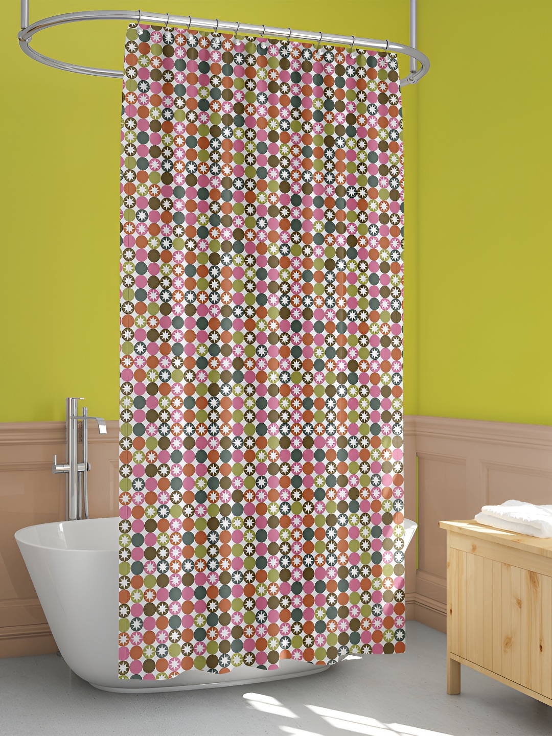 

ArtzFolio White & Pink Printed Waterproof Shower Curtains