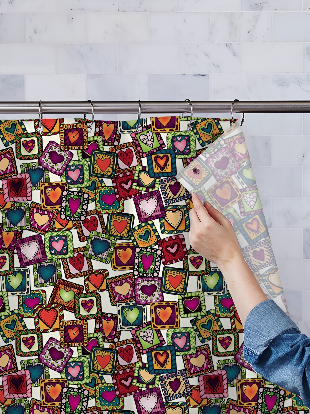 

ArtzFolio Purple & Green Printed Waterproof Shower Curtains