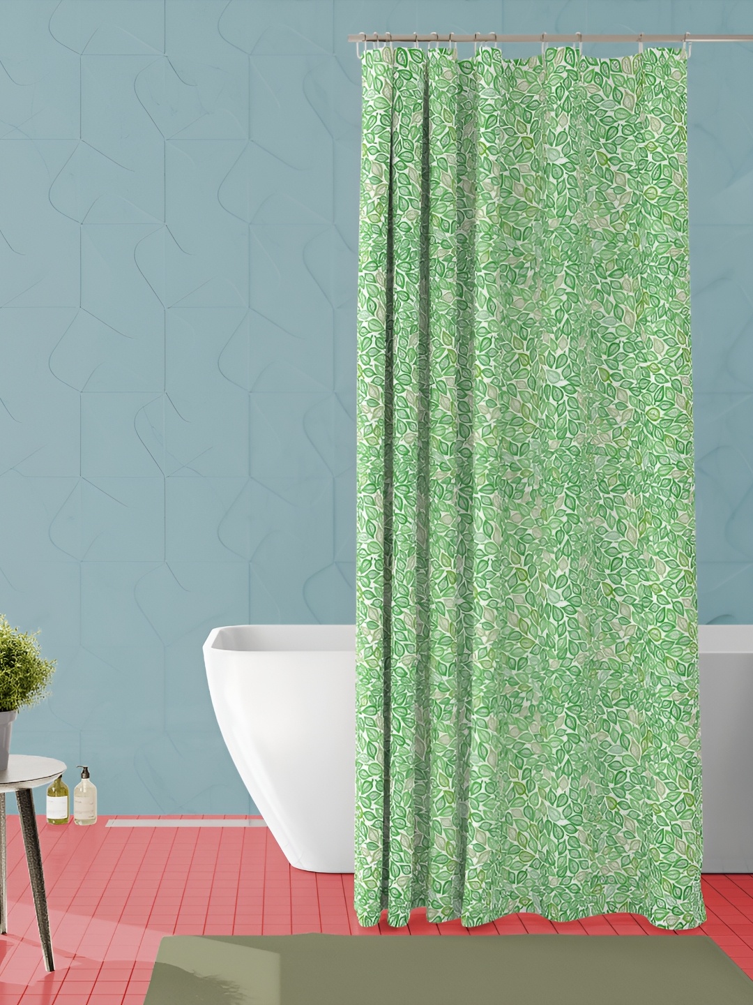 

ArtzFolio Green-White & Brown Printed Waterproof Shower Curtains