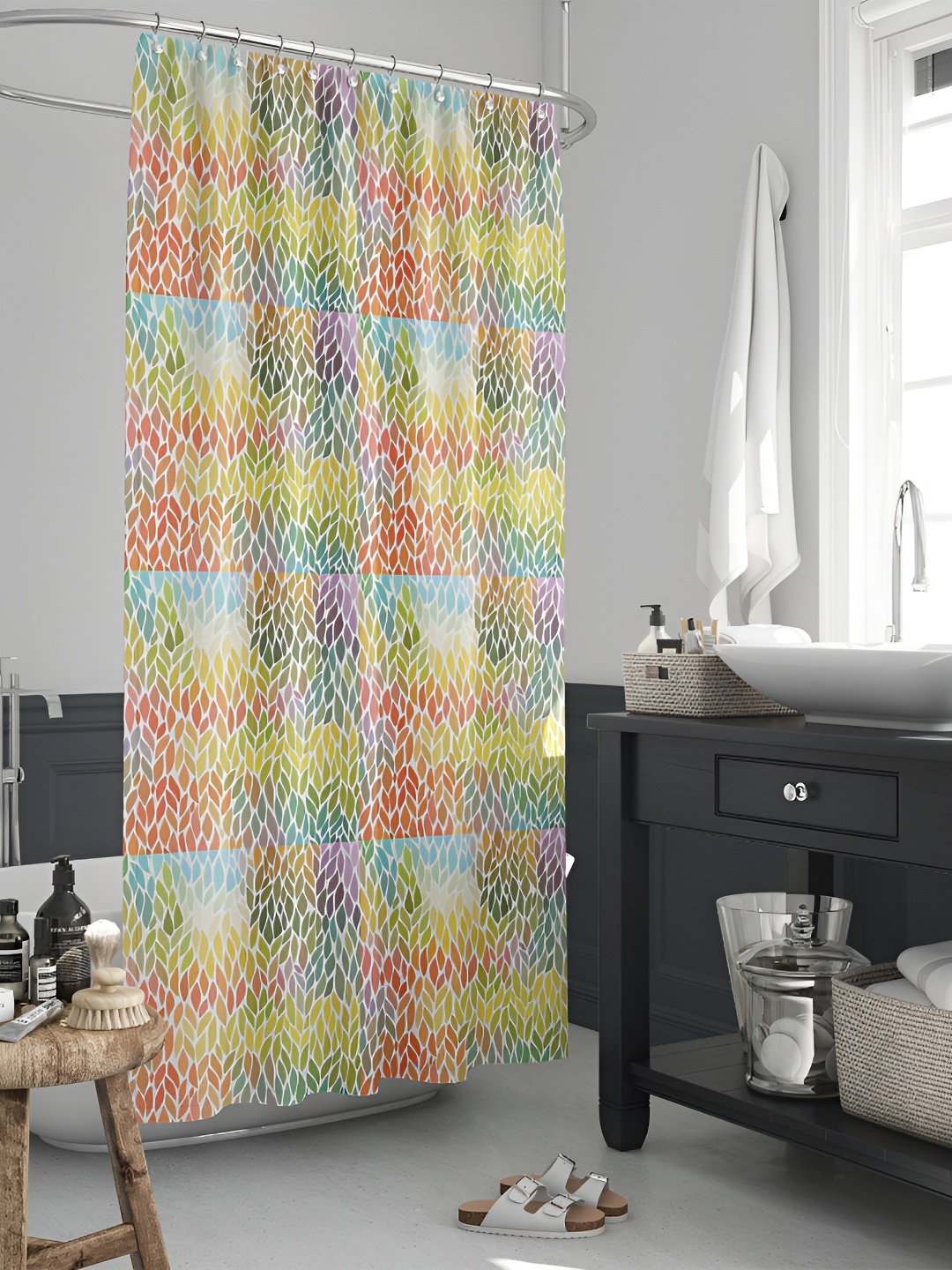 

ArtzFolio Red & Green Printed Waterproof Shower Curtains