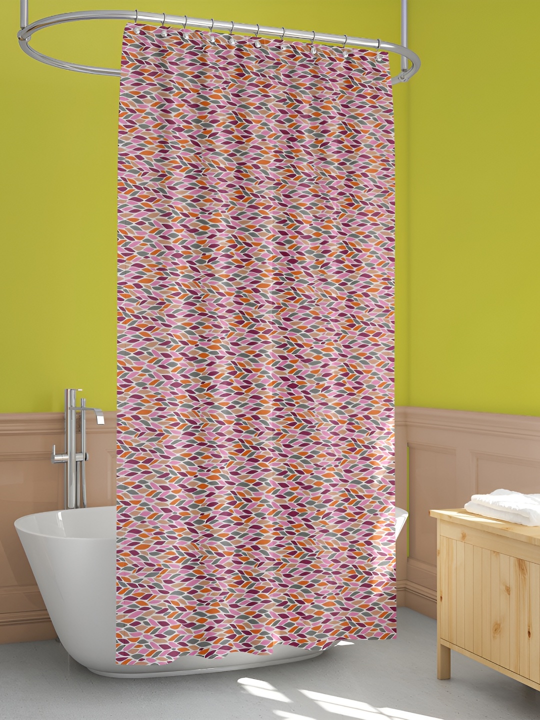 

ArtzFolio White & Pink Printed Waterproof Shower Curtains