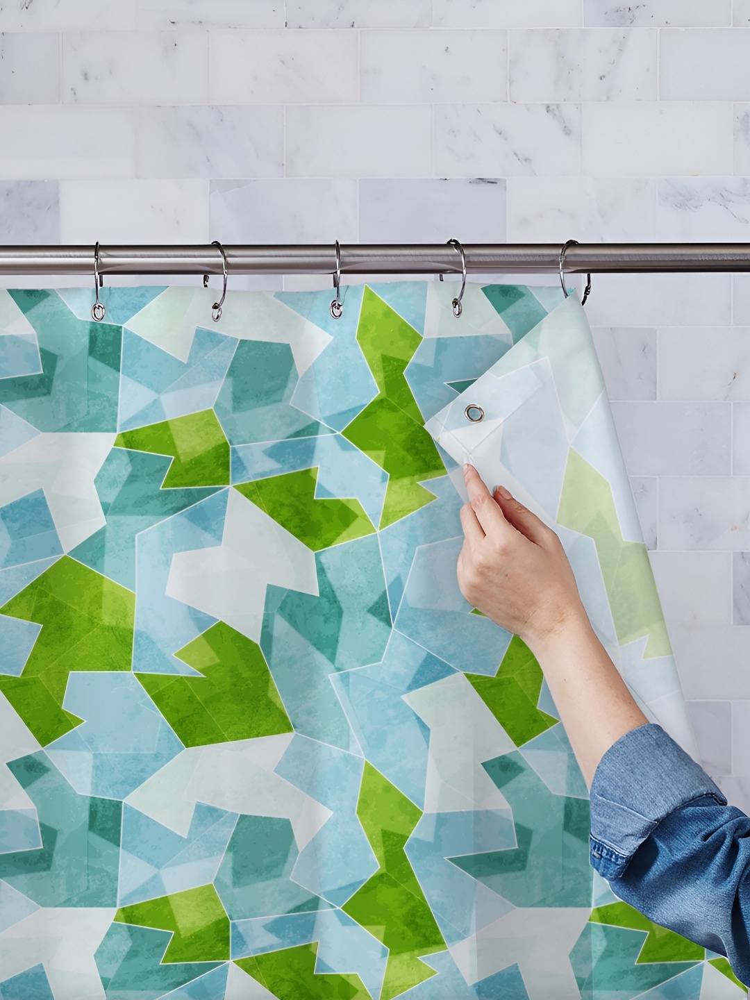 

ArtzFolio Turquoise Blue & Green Printed Waterproof Shower Curtains