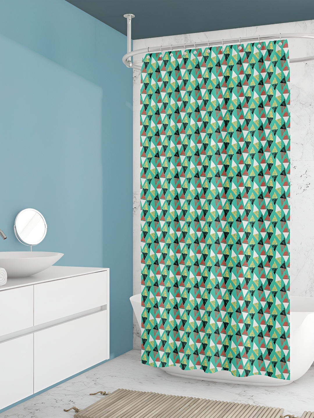 

ArtzFolio White & Green Printed Waterproof Shower Curtains