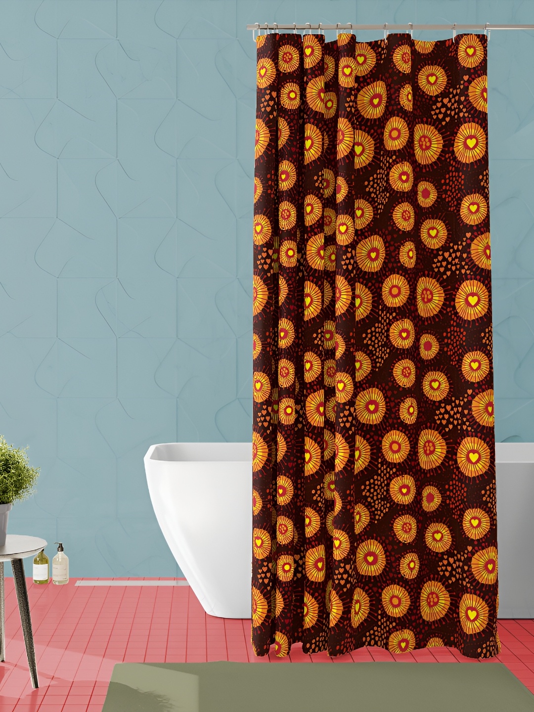 

ArtzFolio Brown & Orange Coloured Printed Waterproof Shower Curtains