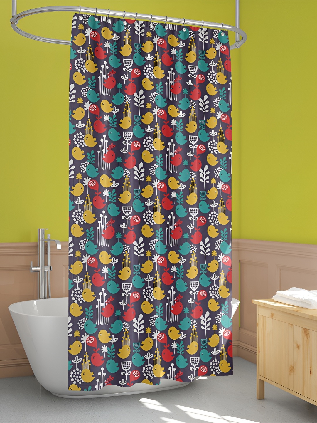 

ArtzFolio Violet & Red Printed Waterproof Shower Curtain
