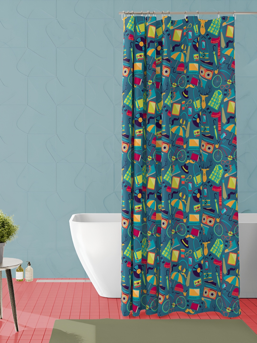 

ArtzFolio Blue & Green Printed Waterproof Shower Curtains
