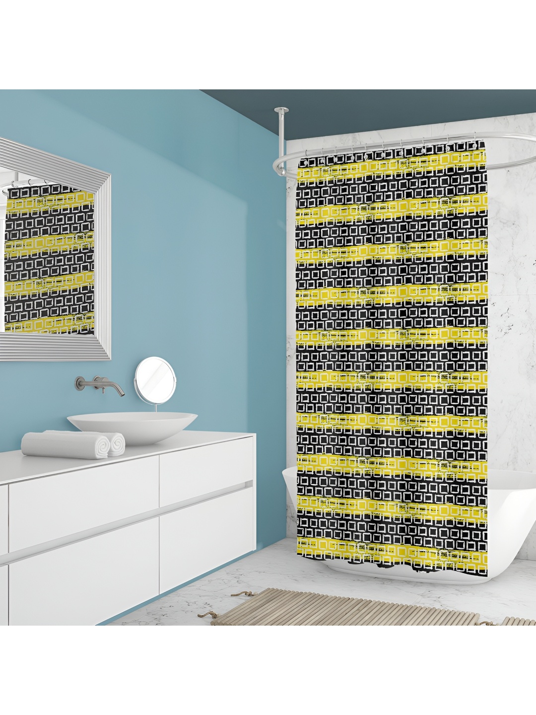 

ArtzFolio White & Black Printed Waterproof Shower Curtains
