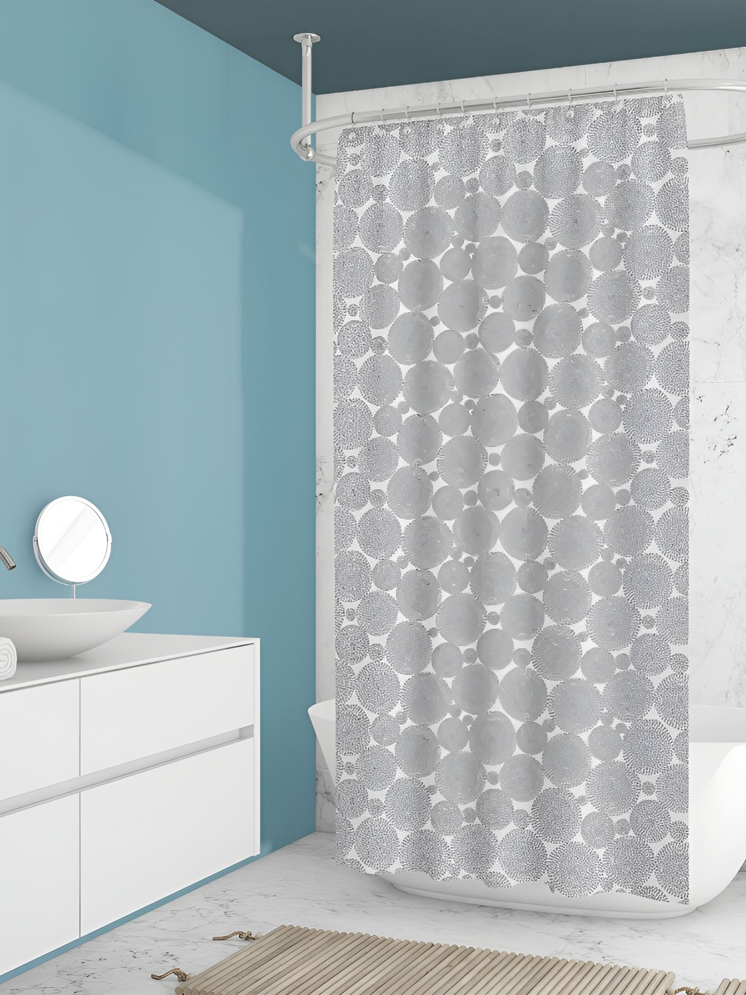 

ArtzFolio Grey & White Printed Waterproof Shower Curtains