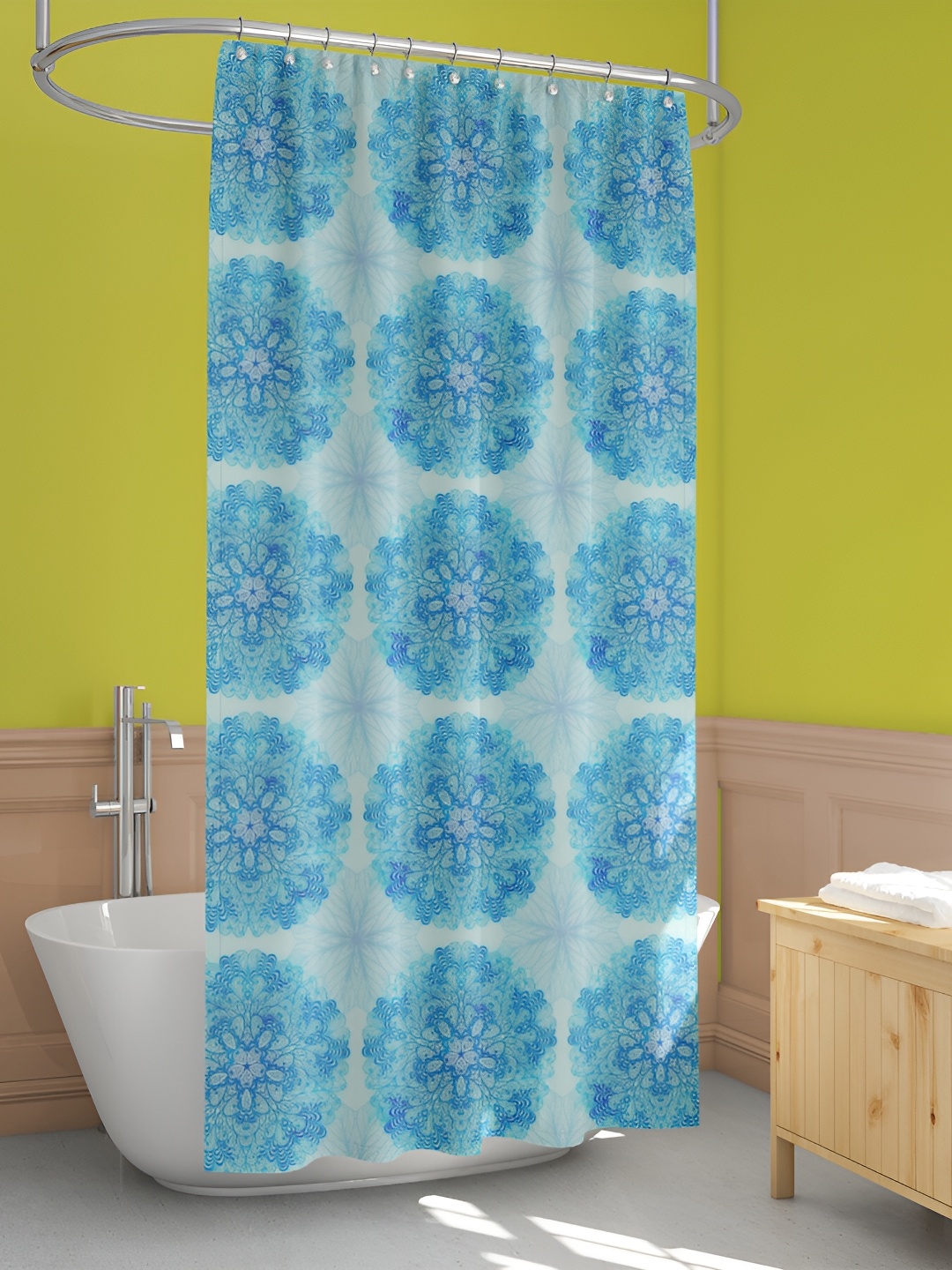 

ArtzFolio Blue & White Printed Waterproof Shower Curtain