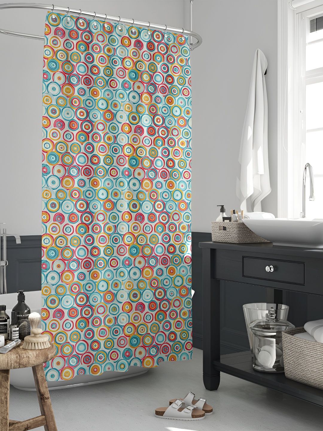 

ArtzFolio Blue & Pink Printed Waterproof Shower Curtains