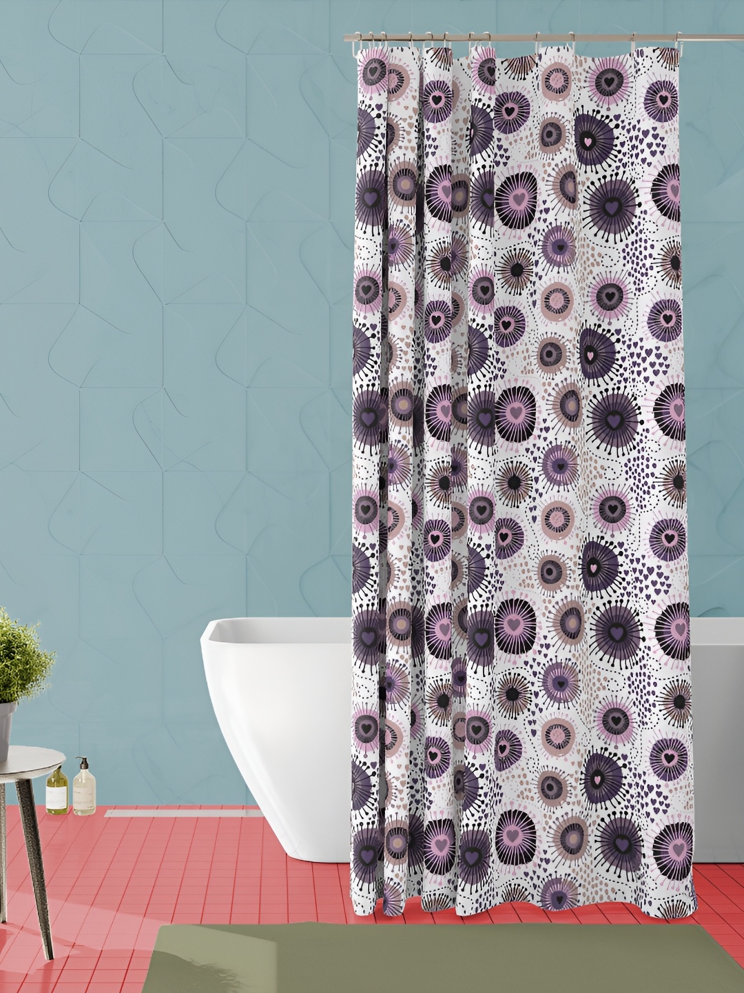 

ArtzFolio White & Pink Printed Waterproof Shower Curtains