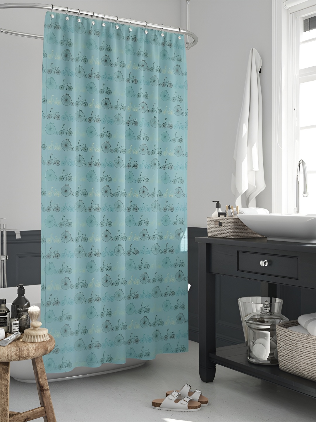 

ArtzFolio Blue Printed Waterproof Shower Curtains