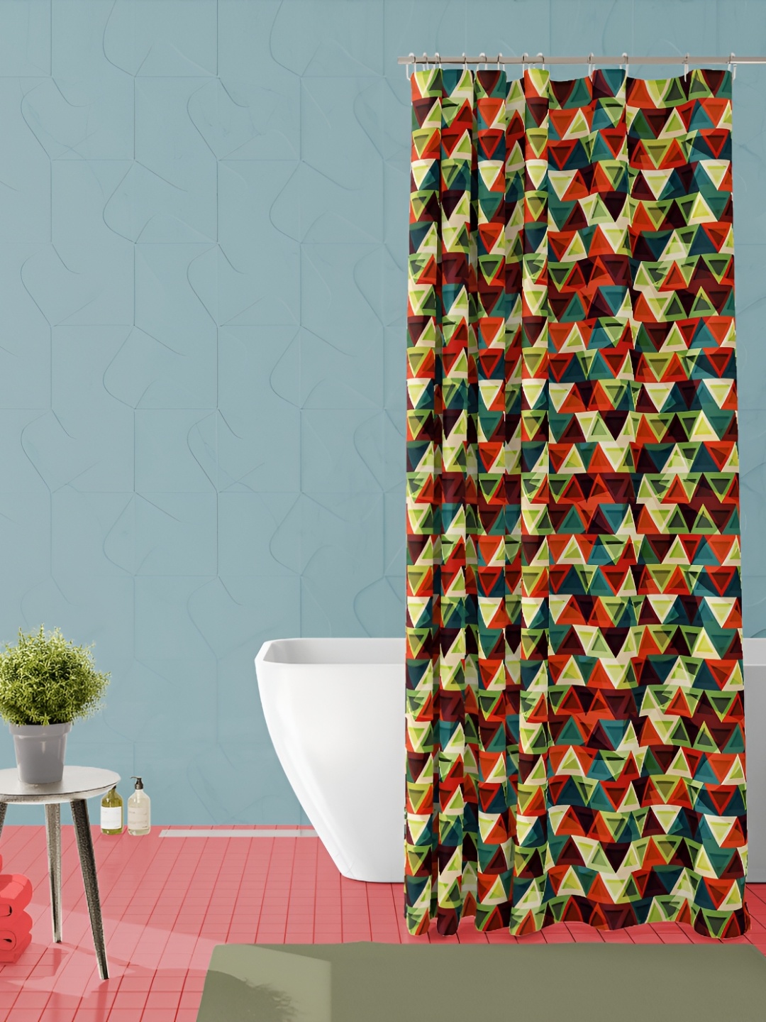 

ArtzFolio Green & Red Printed Waterproof Shower Curtains