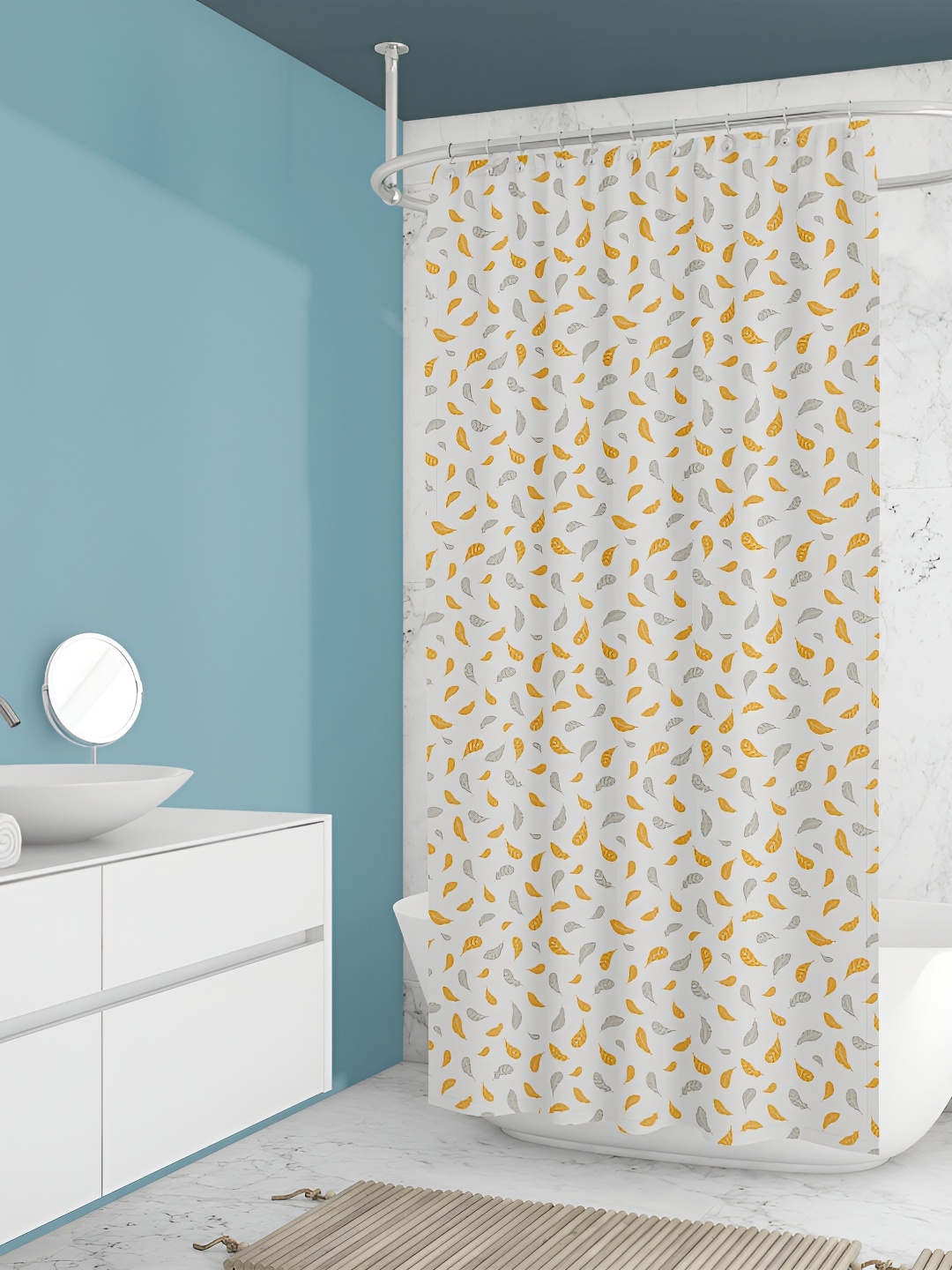 

ArtzFolio White & Grey Printed Waterproof Shower Curtains