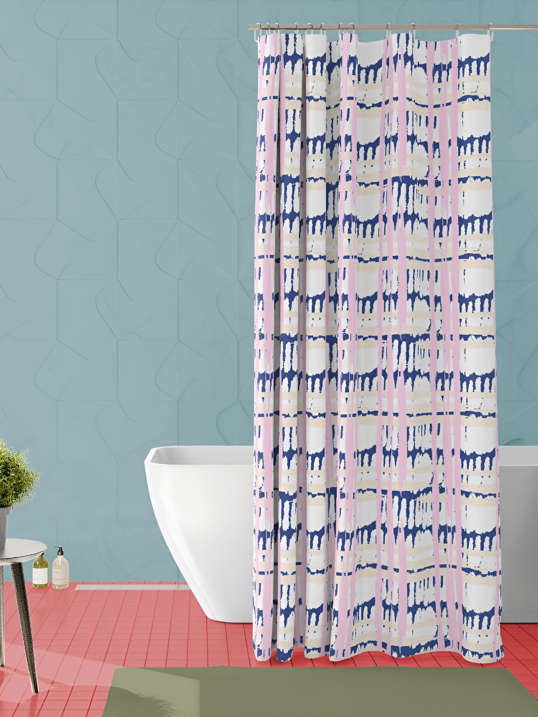 

ArtzFolio Pink & White Printed Waterproof Shower Curtains