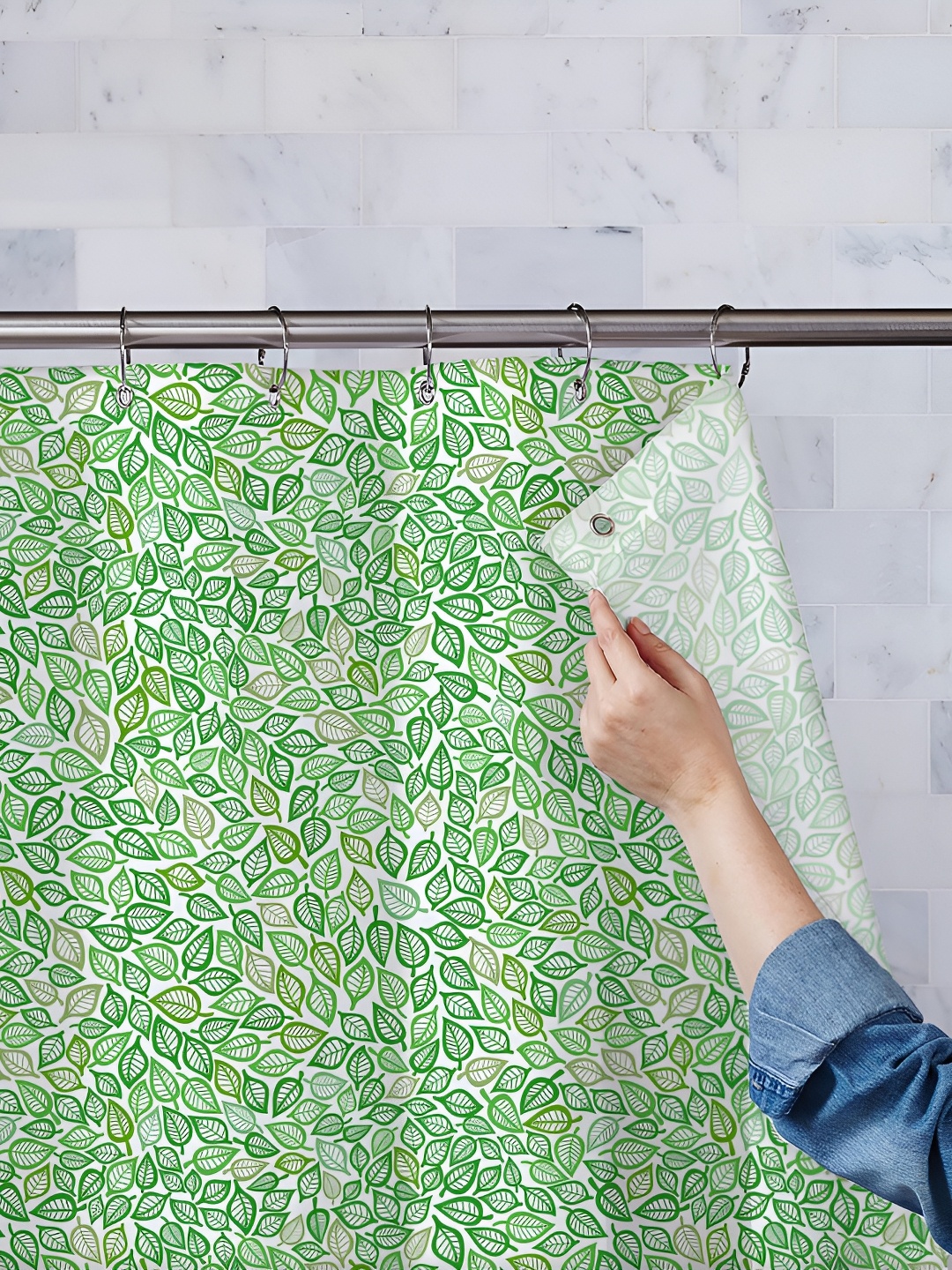 

ArtzFolio Green Printed Waterproof Shower Curtains