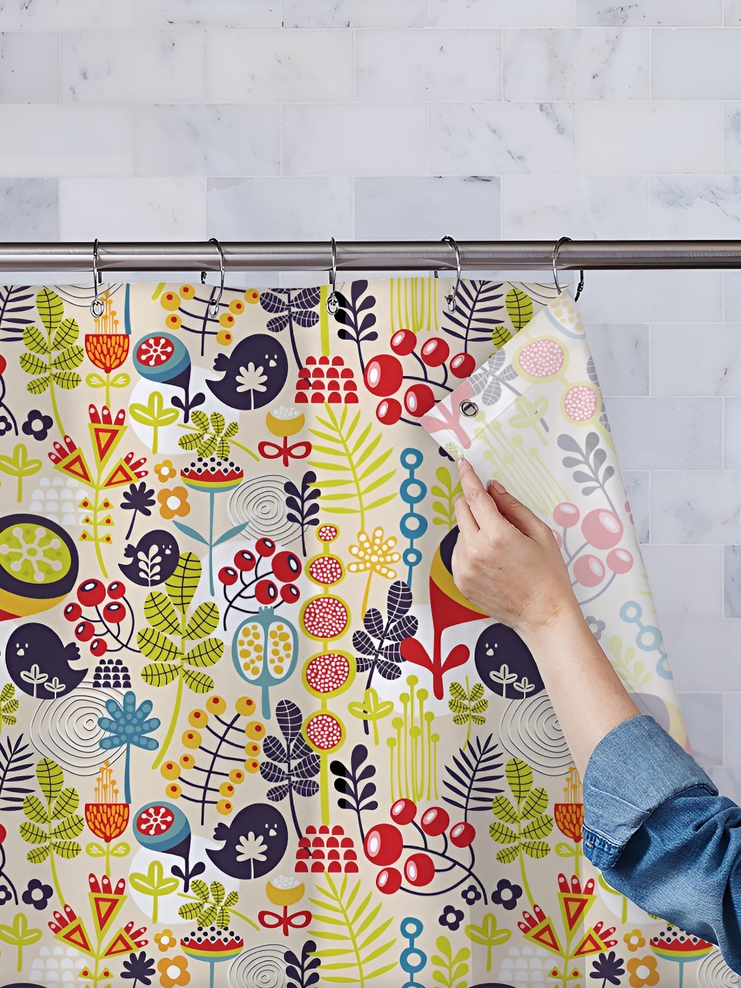 

ArtzFolio Red & Green Printed Waterproof Shower Curtains