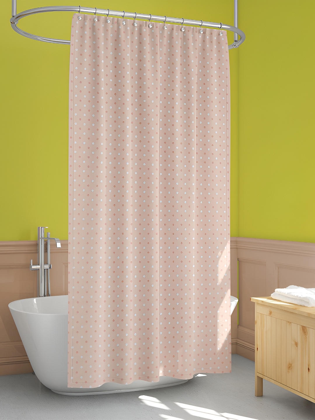 

ArtzFolio Pink & White Printed Waterproof Shower Curtain