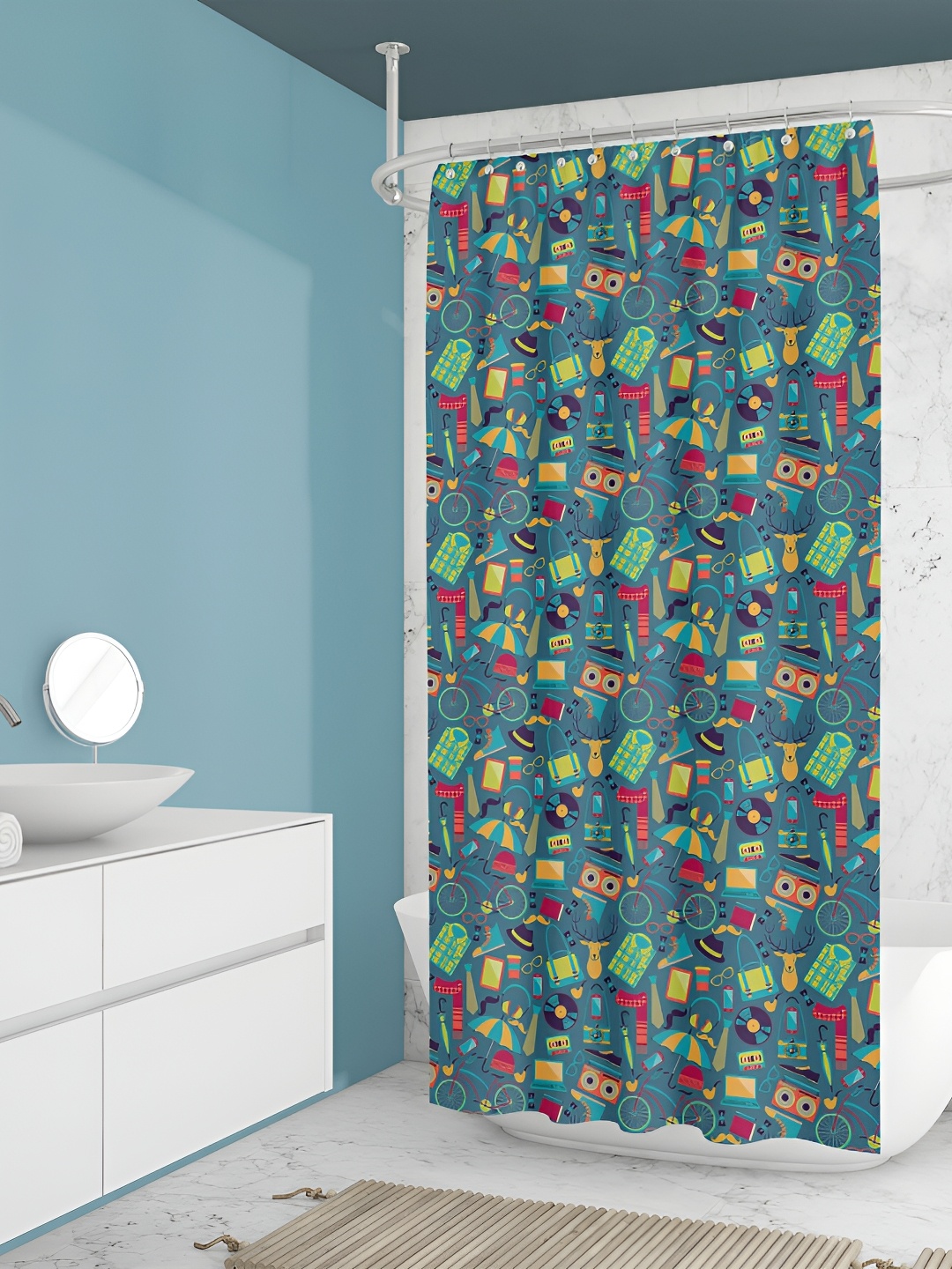 

ArtzFolio Green & Red Printed Shower Curtain