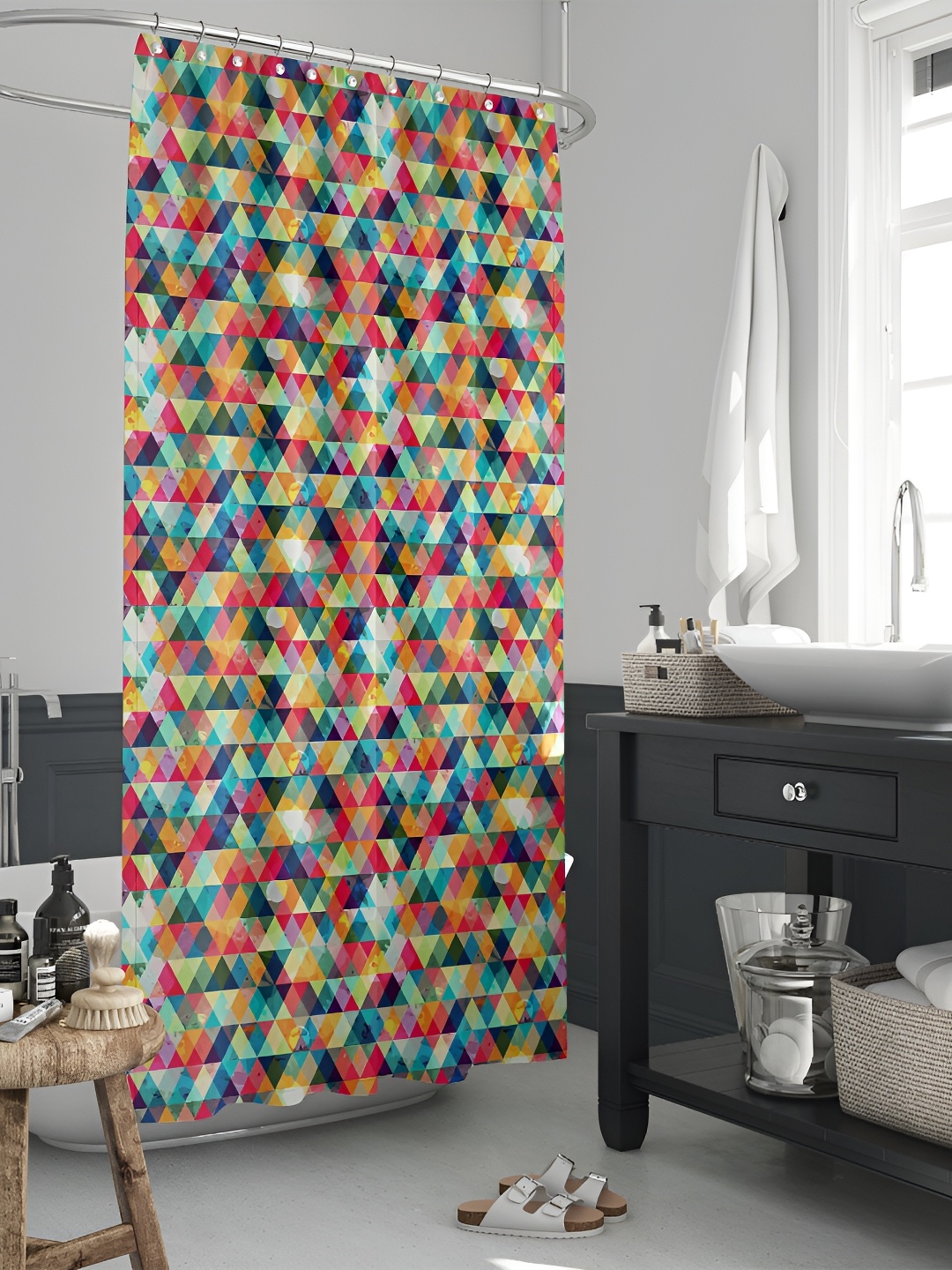 

ArtzFolio Yellow & Blue Printed Waterproof Shower Curtain