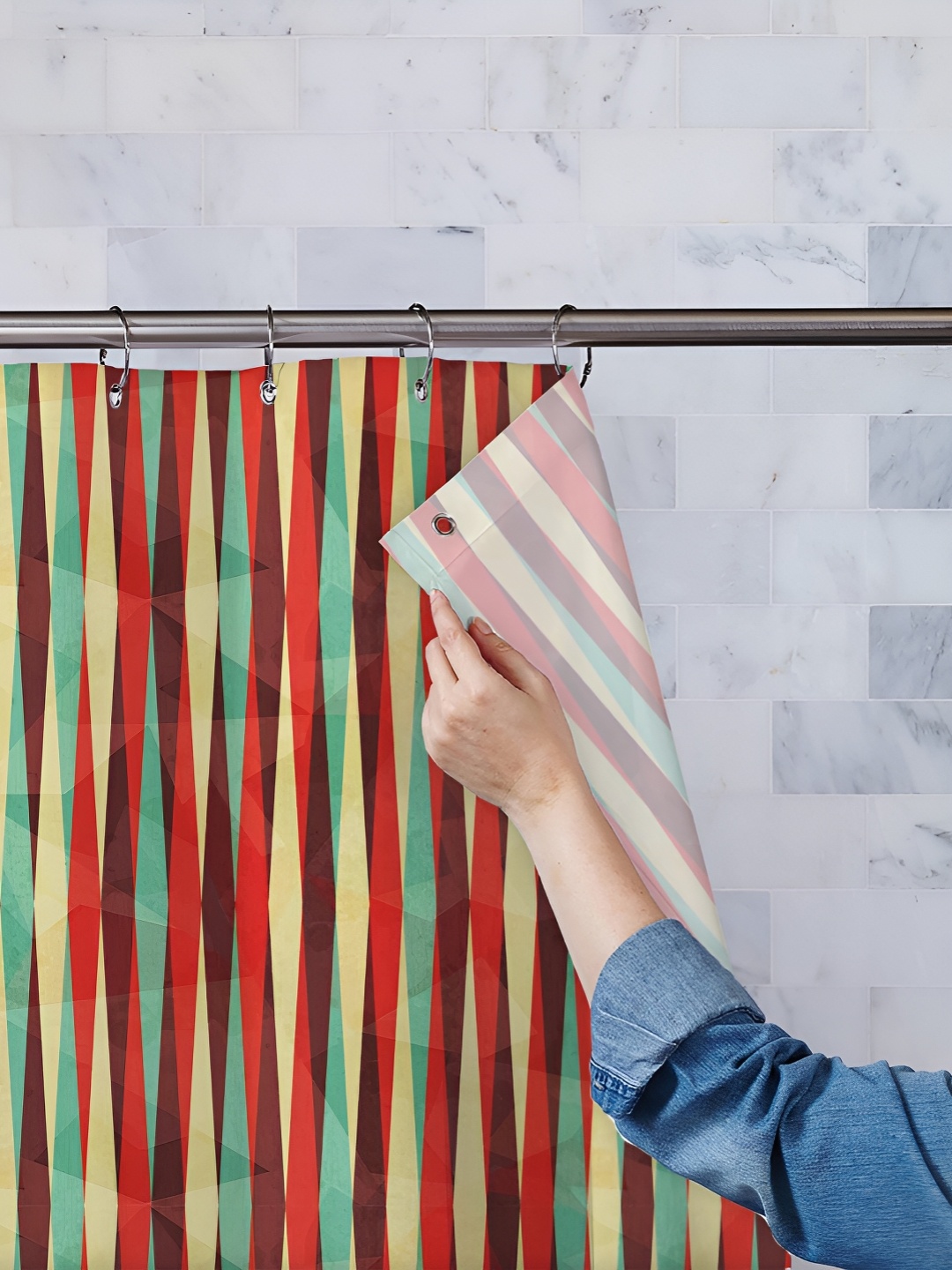 

ArtzFolio Red & Yellow Printed Waterproof Shower Curtains