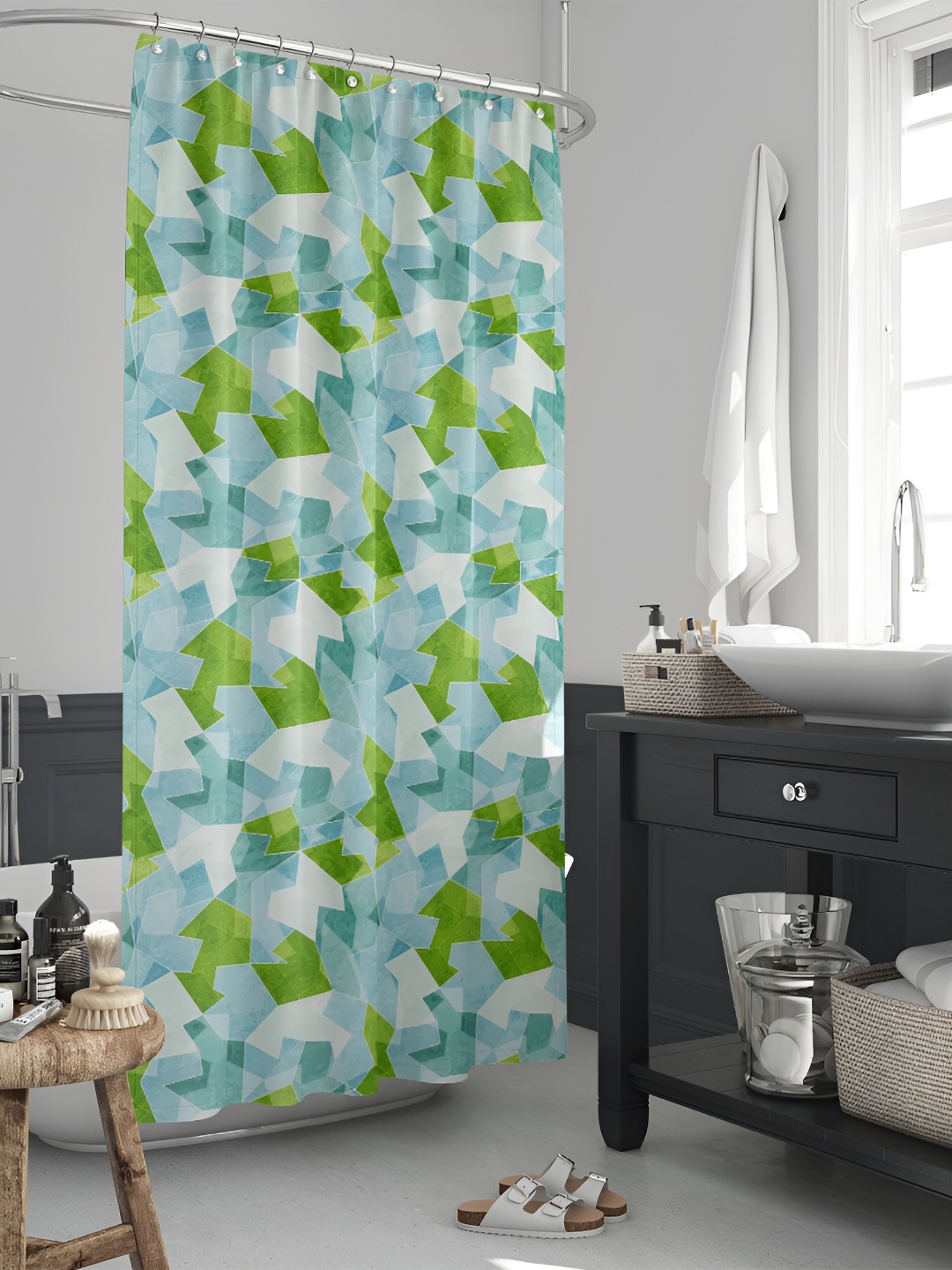 

ArtzFolio Blue & Green Printed Waterproof Shower Curtain