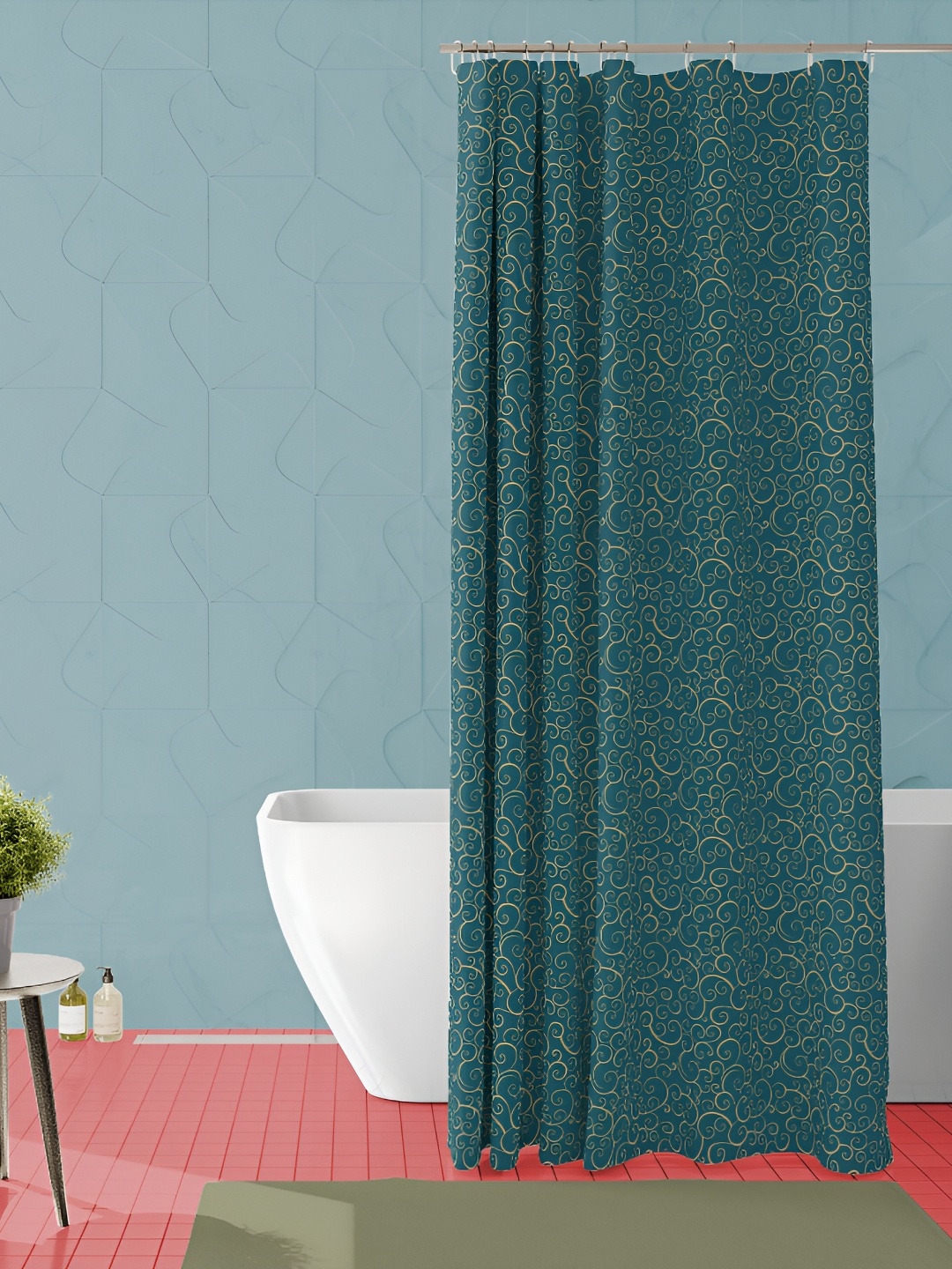 

ArtzFolio Blue & Yellow Printed Waterproof Shower Curtains