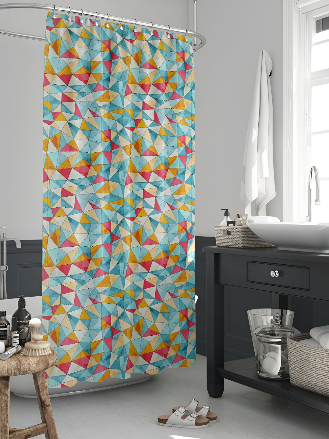 

ArtzFolio Blue & Yellow Printed Waterproof Shower Curtains