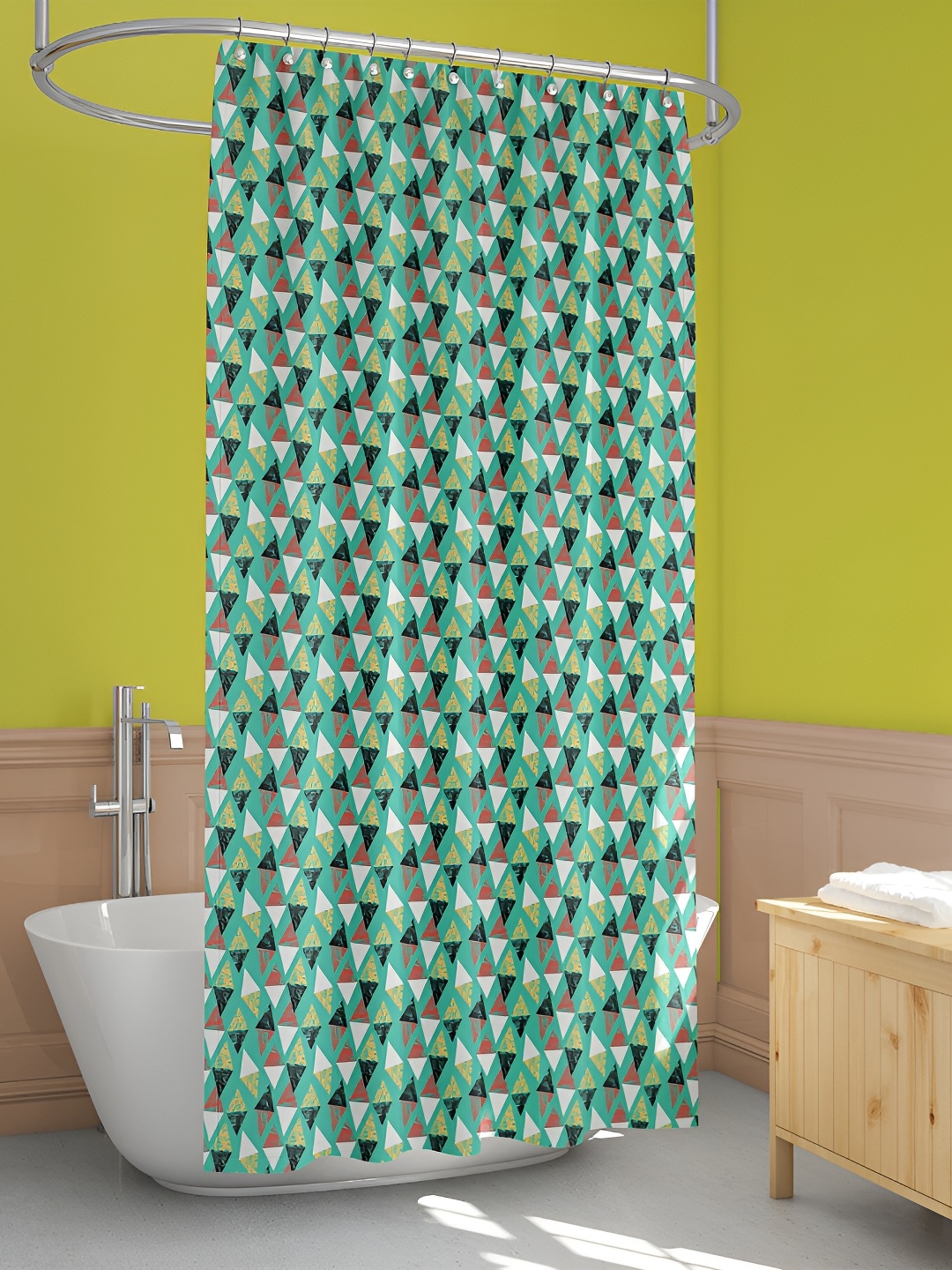 

ArtzFolio Green & White Printed Waterproof Shower Curtains