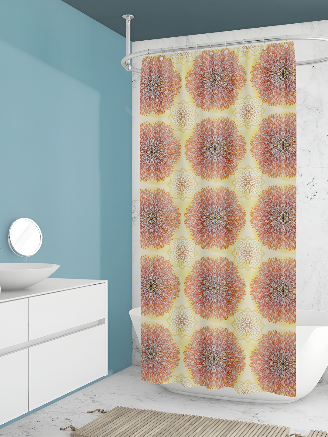 

ArtzFolio Yellow & Pink Printed Waterproof Shower Curtains