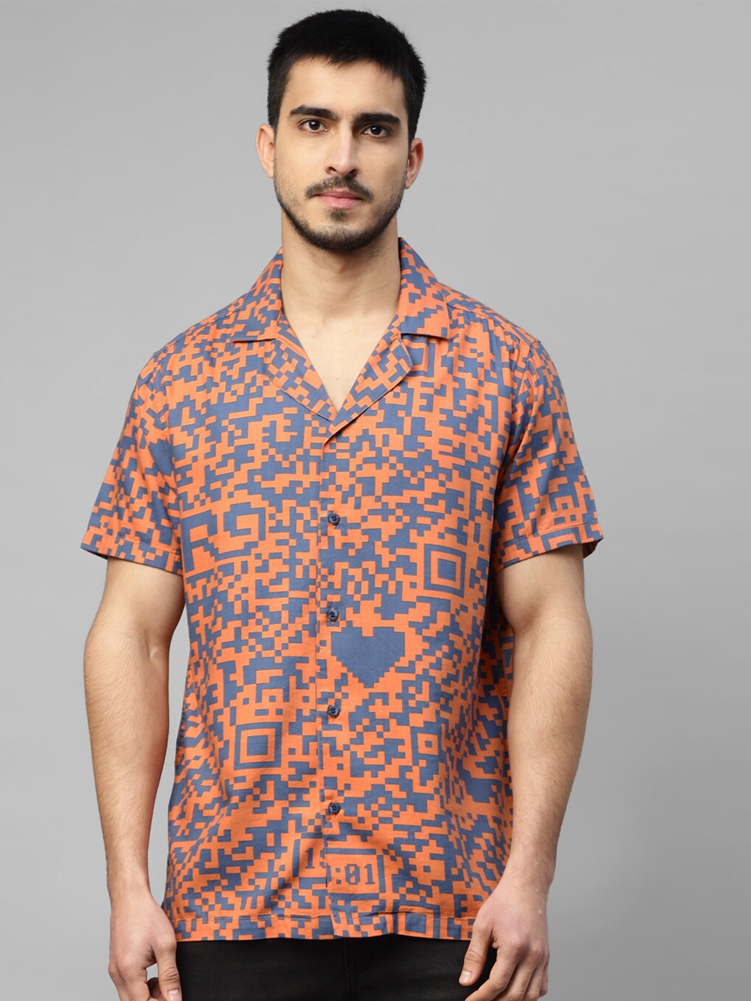

Royal Enfield Abstract Printed Opaque Casual Shirt, Blue