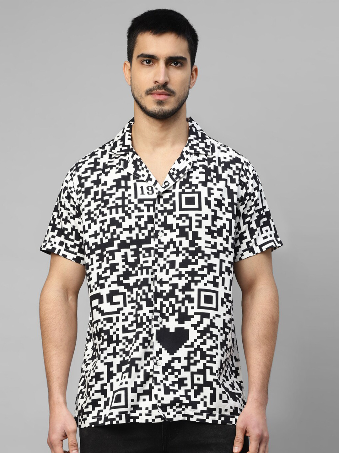 

Royal Enfield Printed Spread Collar Casual Shirt, White