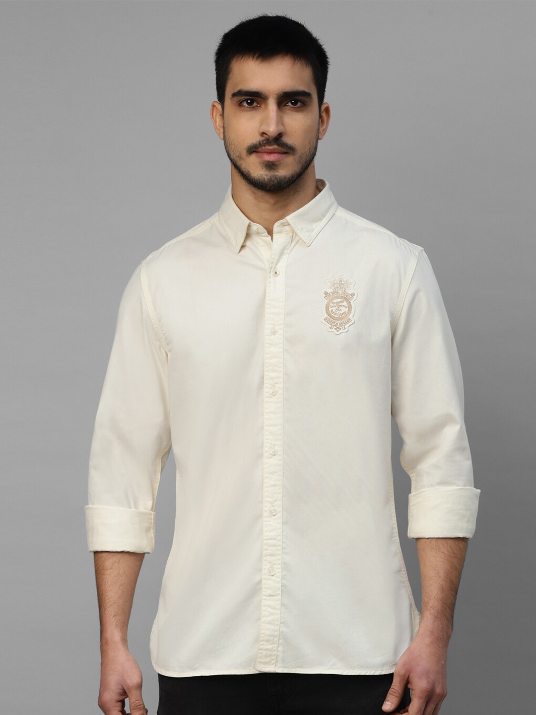 

Royal Enfield Spread Collar Casual Shirt, Off white