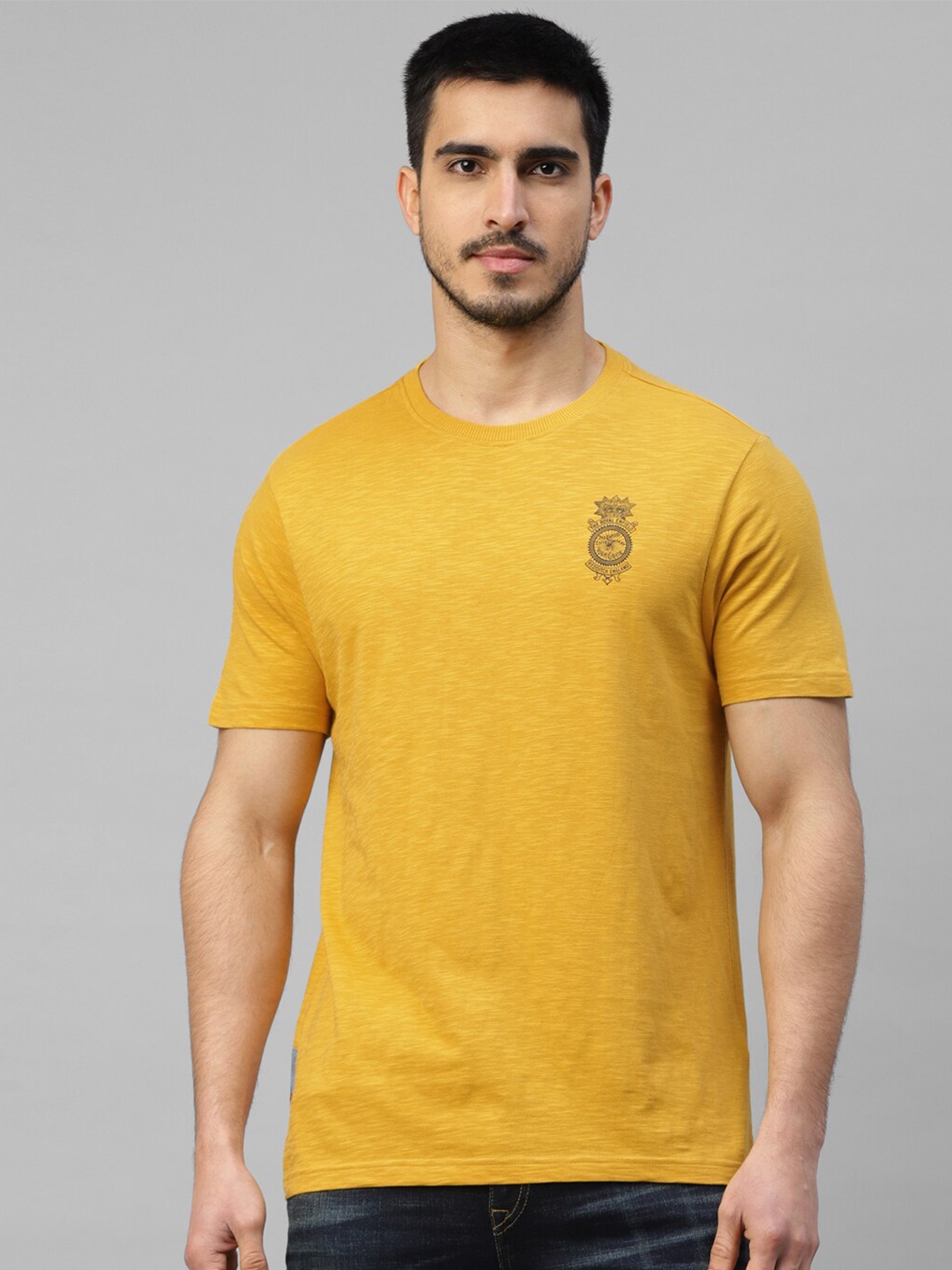 

Royal Enfield Graphic Printed Round Neck Short Sleeves T-shirt, Mustard