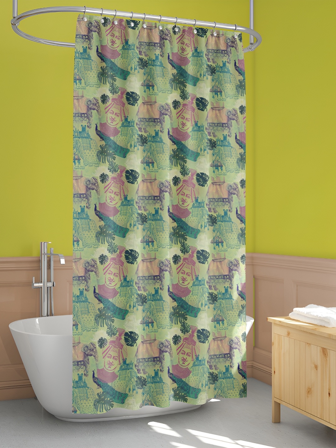 

ArtzFolio Green -Lavender & Brown Printed Waterproof Shower Curtains
