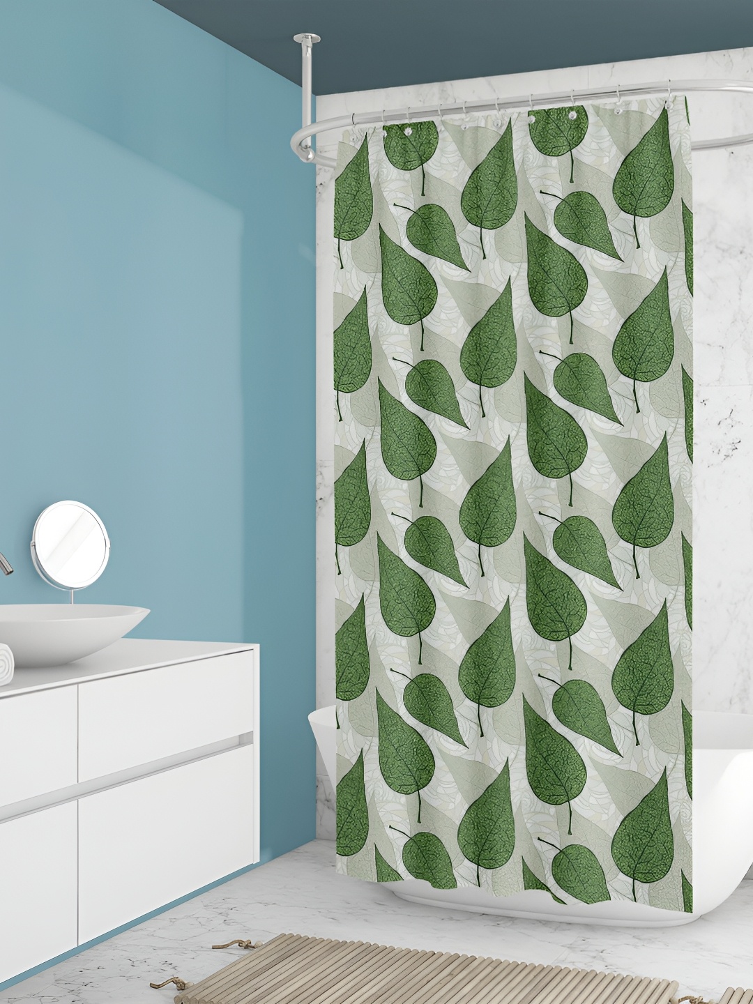 

ArtzFolio Green & Grey Printed Waterproof Shower Curtains