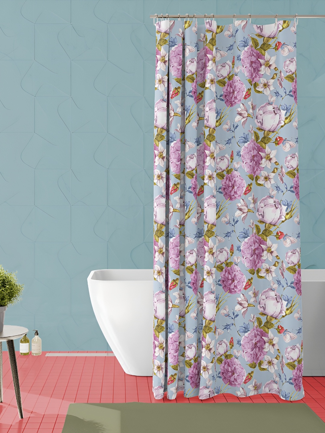 

ArtzFolio Blue & Pink Printed Waterproof Shower Curtains