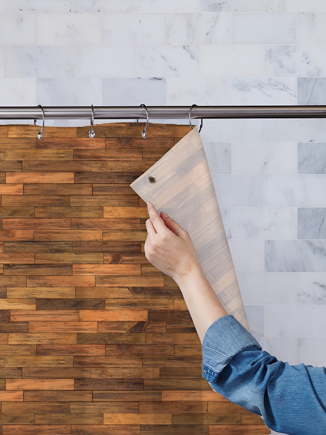 

ArtzFolio Brown Printed Waterproof Shower Curtains