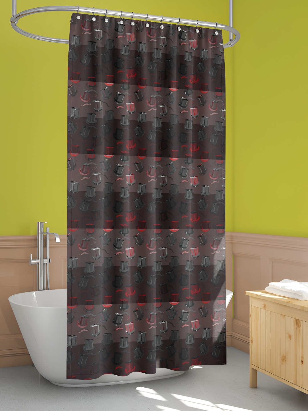 

ArtzFolio Grey & Red Printed Waterproof Shower Curtains