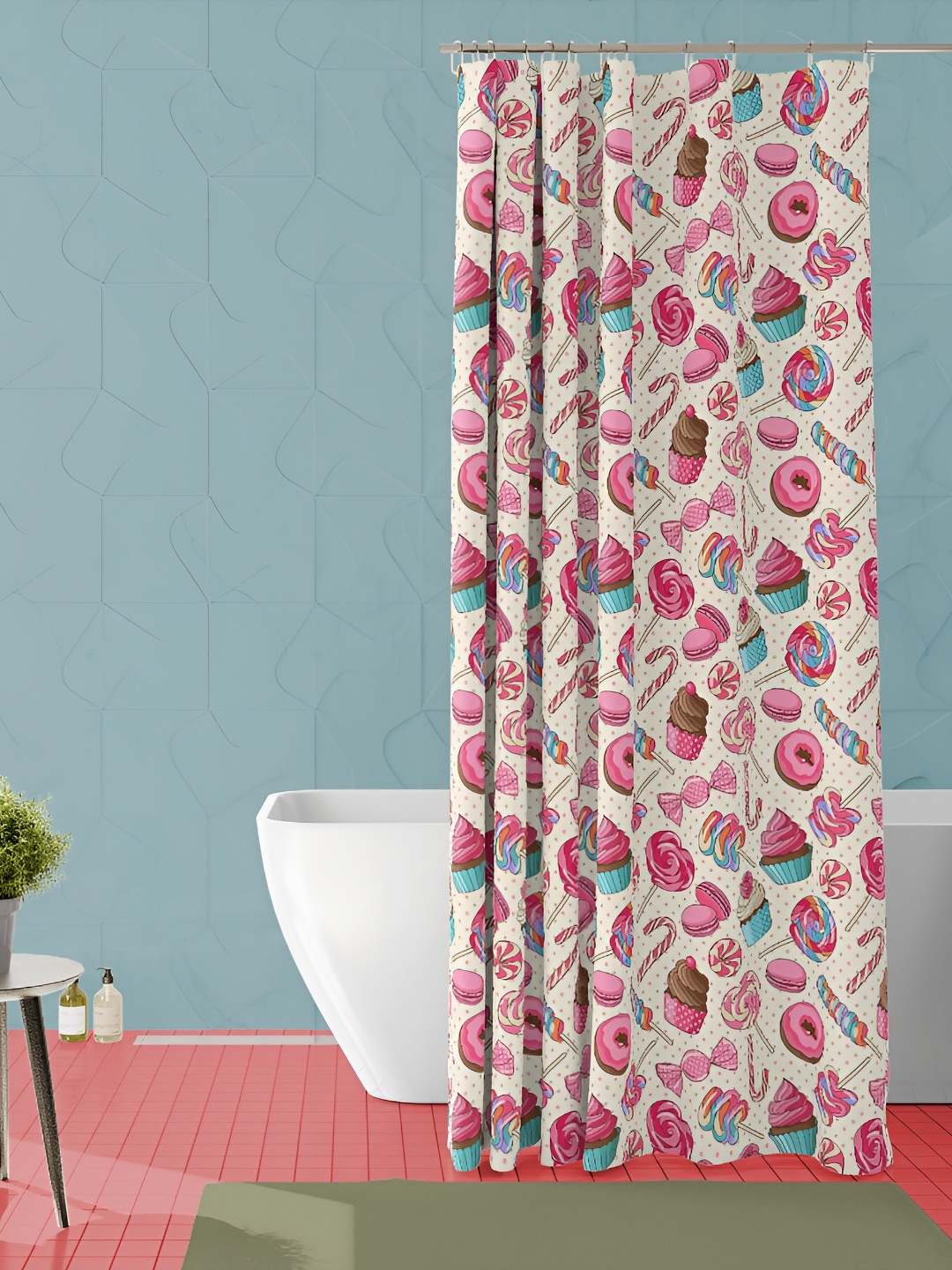 

ArtzFolio Pink & White Printed Waterproof Shower Curtains