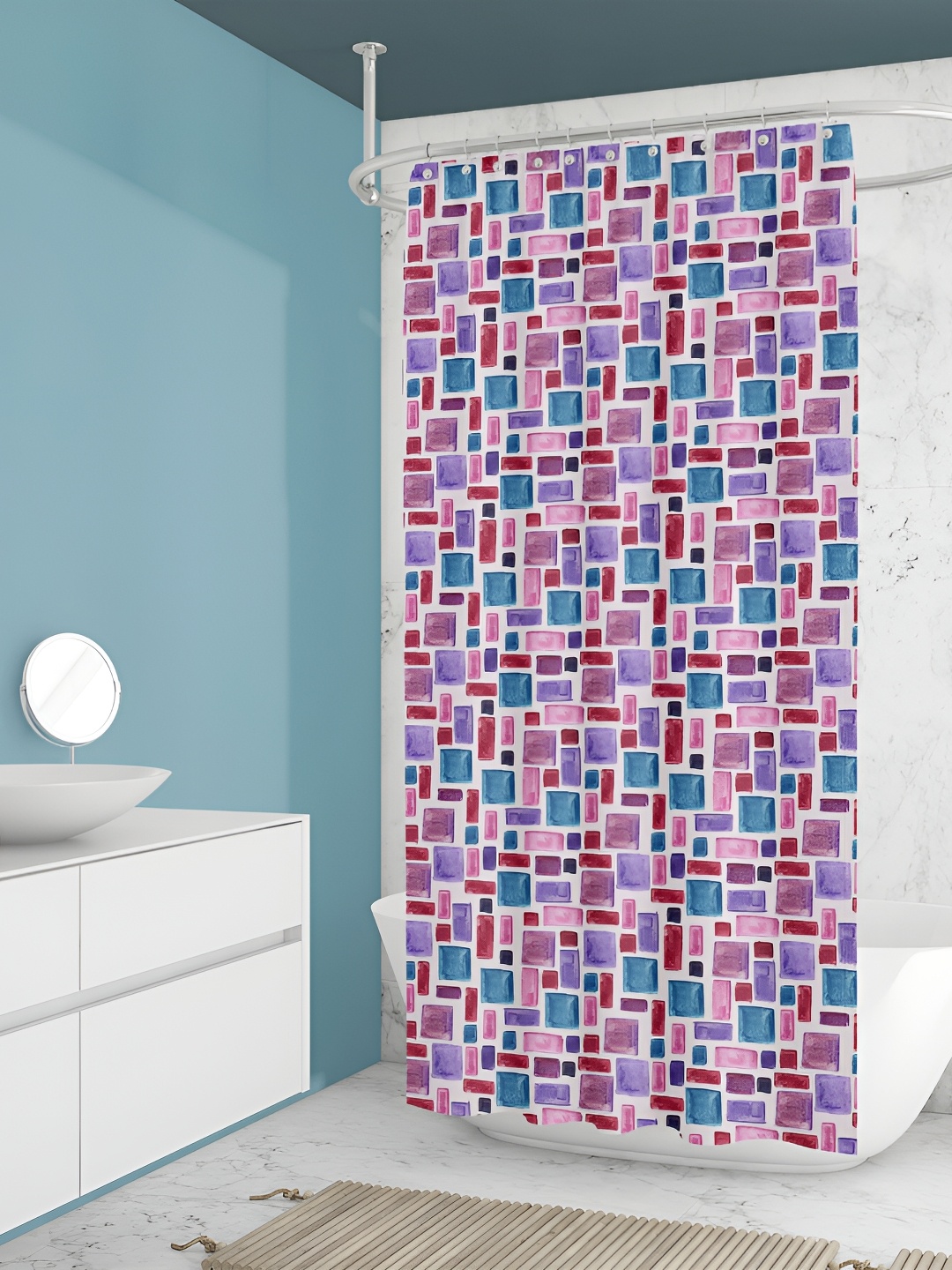 

ArtzFolio Pink & White Printed Waterproof Shower Curtains
