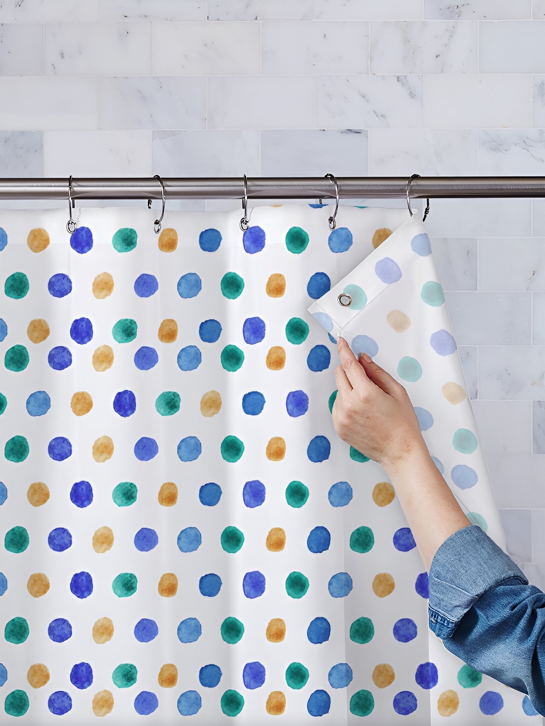 

ArtzFolio Blue & White Printed Waterproof Shower Curtains