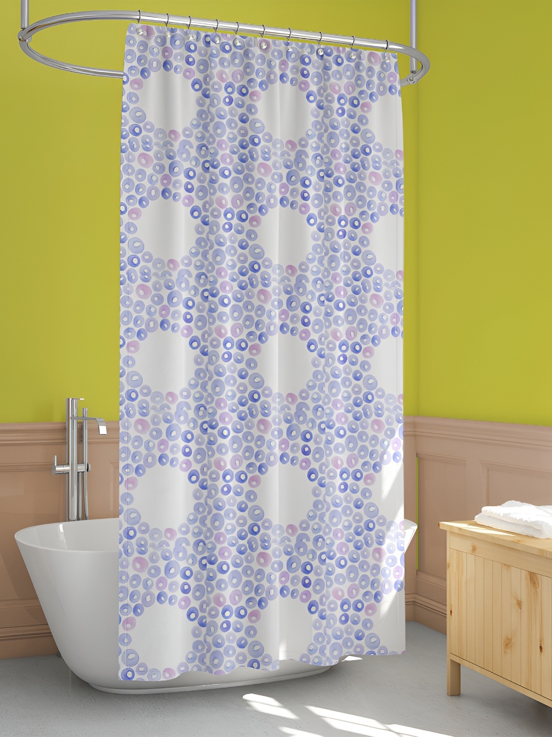 

ArtzFolio Blue & White Printed Waterproof Shower Curtain