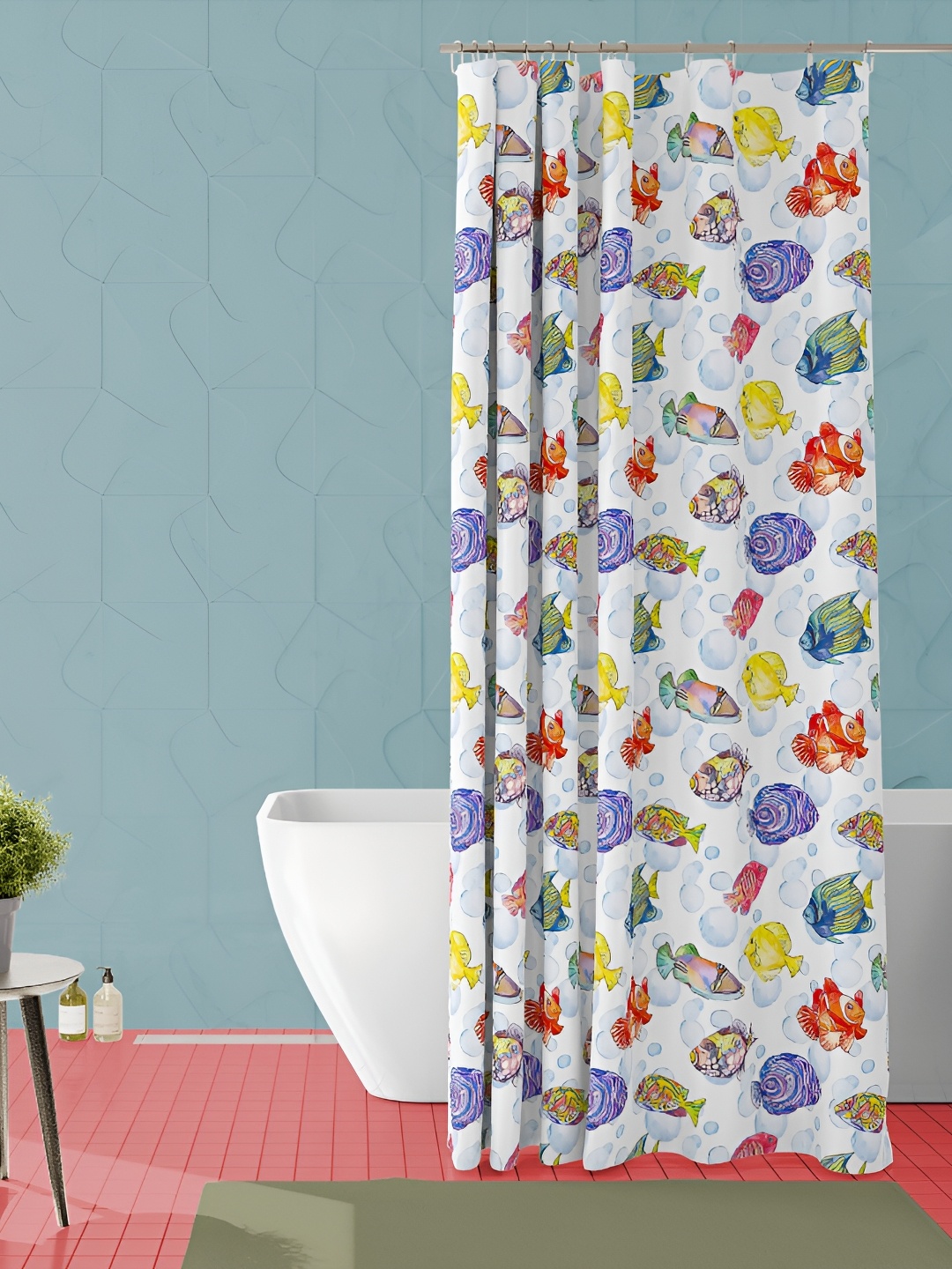 

ArtzFolio White & Yellow Printed Waterproof Shower Curtains