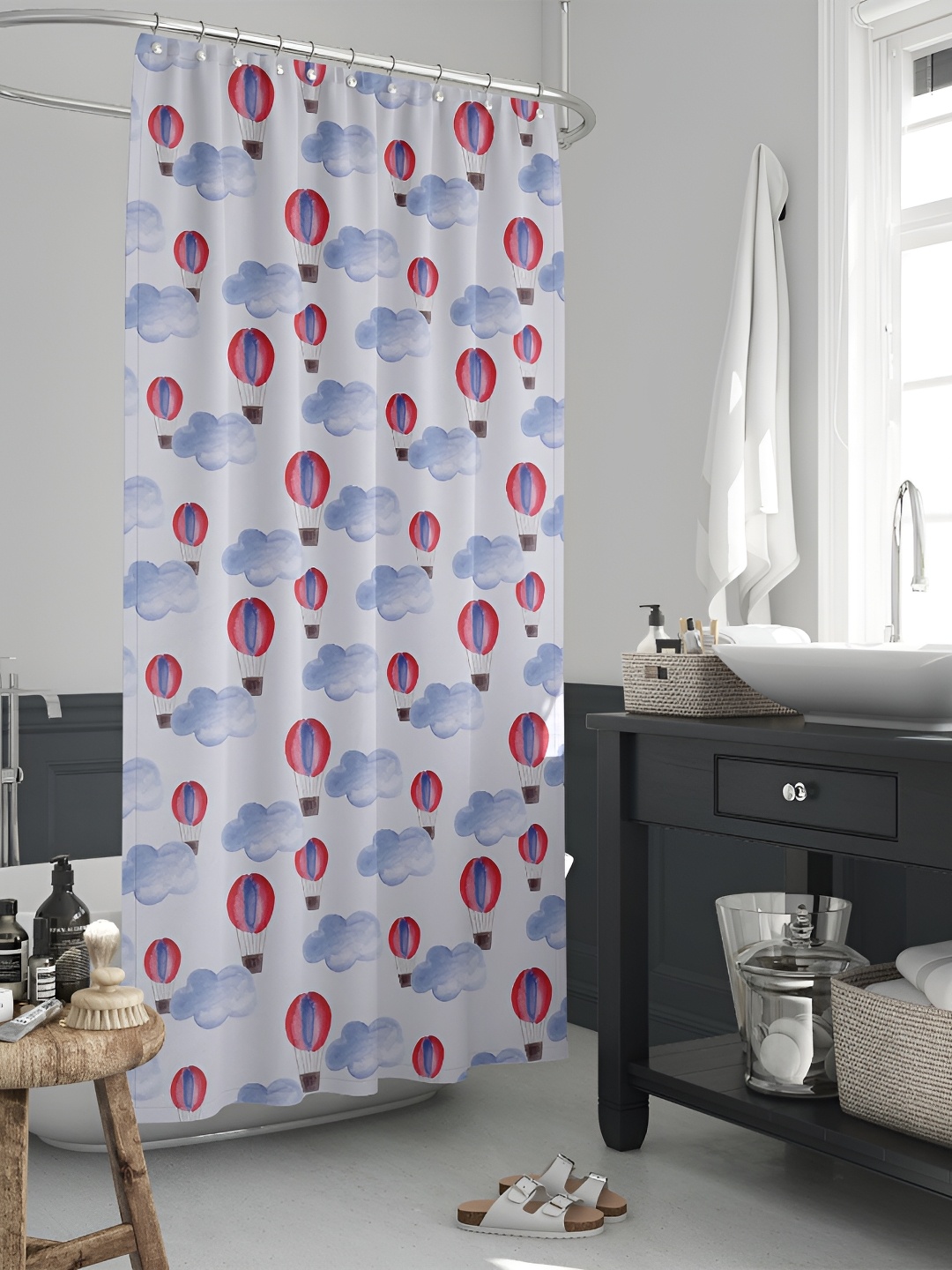 

ArtzFolio Blue & Red Printed Waterproof Shower Curtain