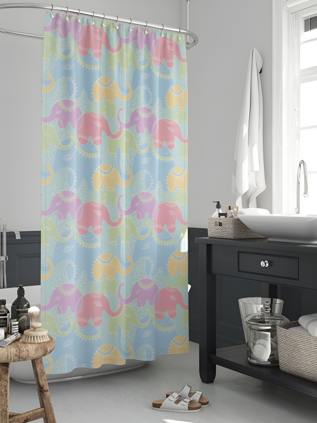 

ArtzFolio Blue & Green Printed Waterproof Shower Curtain