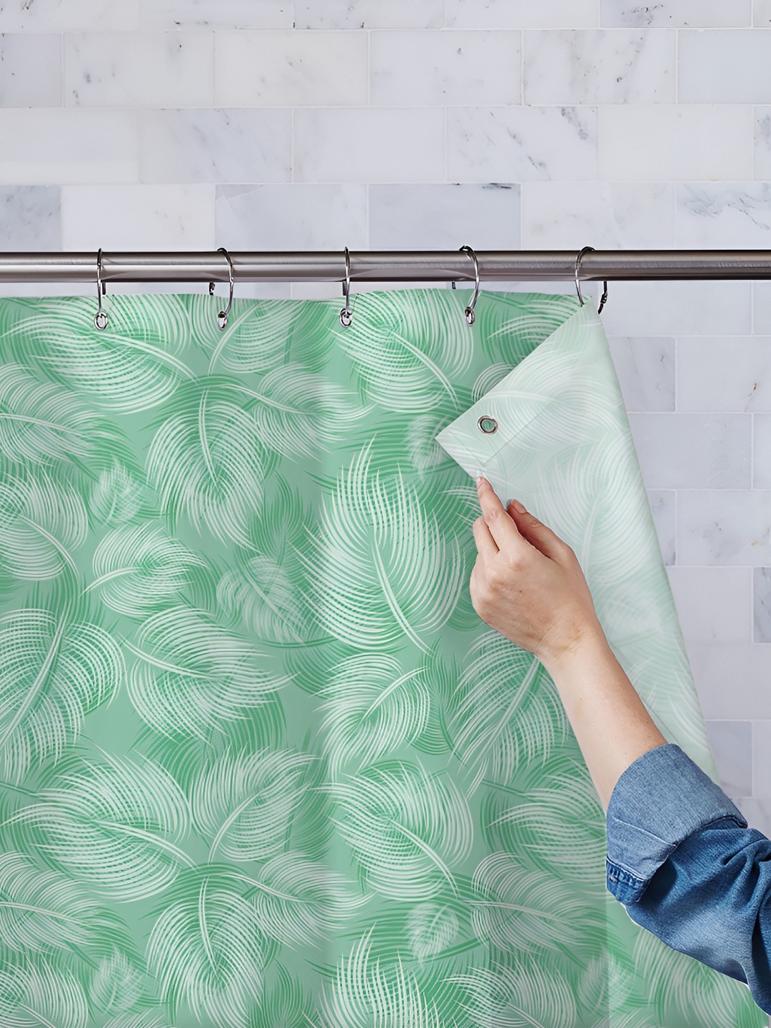 

ArtzFolio Green Printed Waterproof Shower Curtains