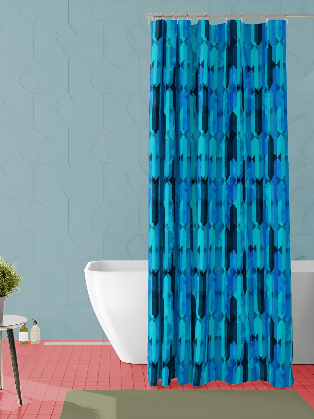 

ArtzFolio Blue & Black Printed Waterproof Shower Curtains