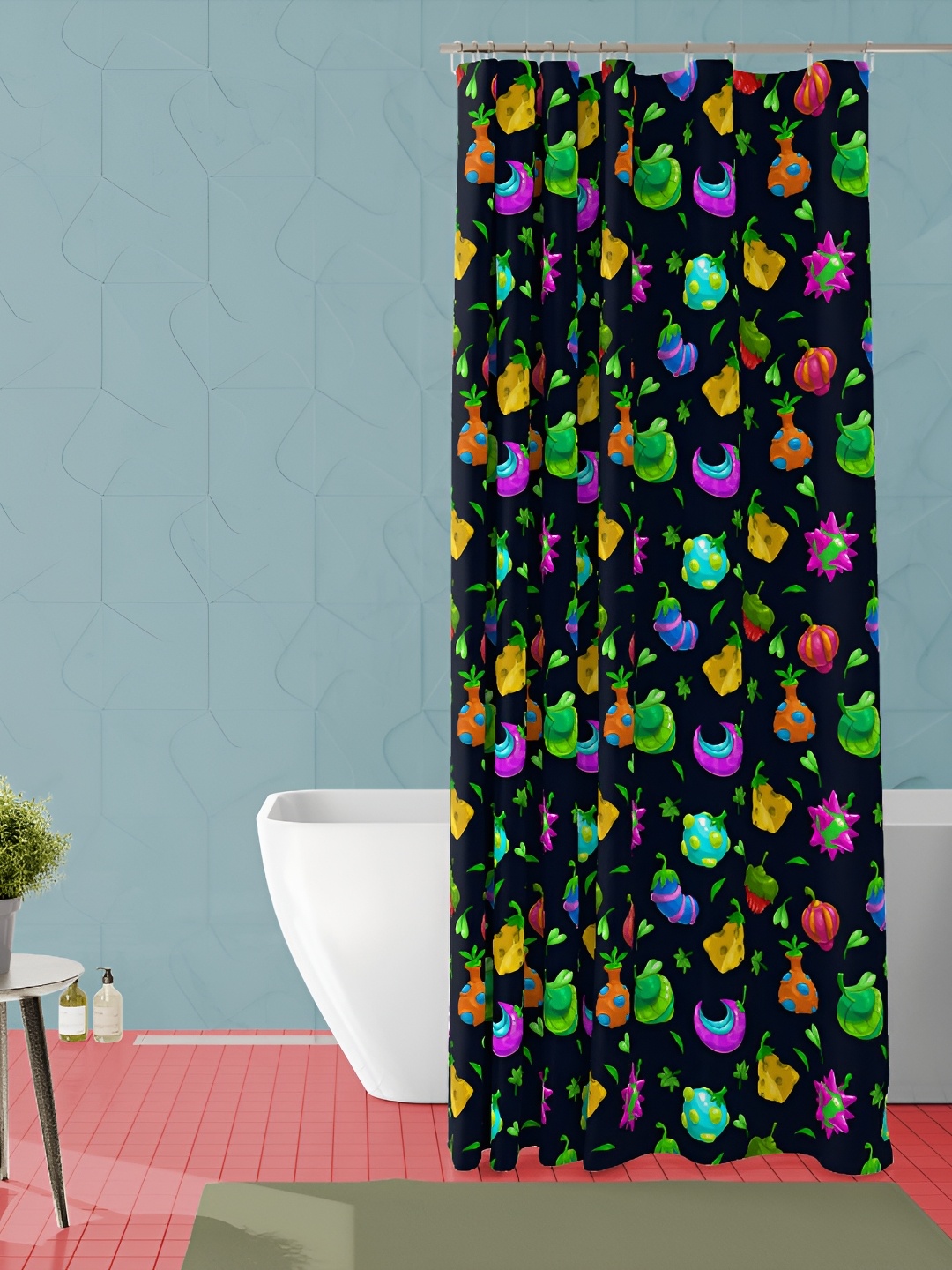 

ArtzFolio Navy Blue & Green Printed Waterproof Shower Curtains